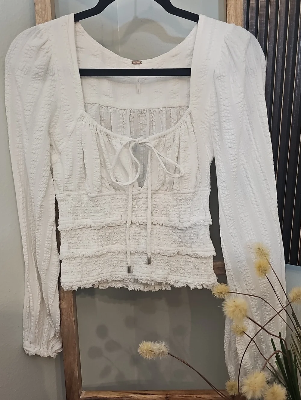 Free People Women's White Lola Cropped Boho Style Top